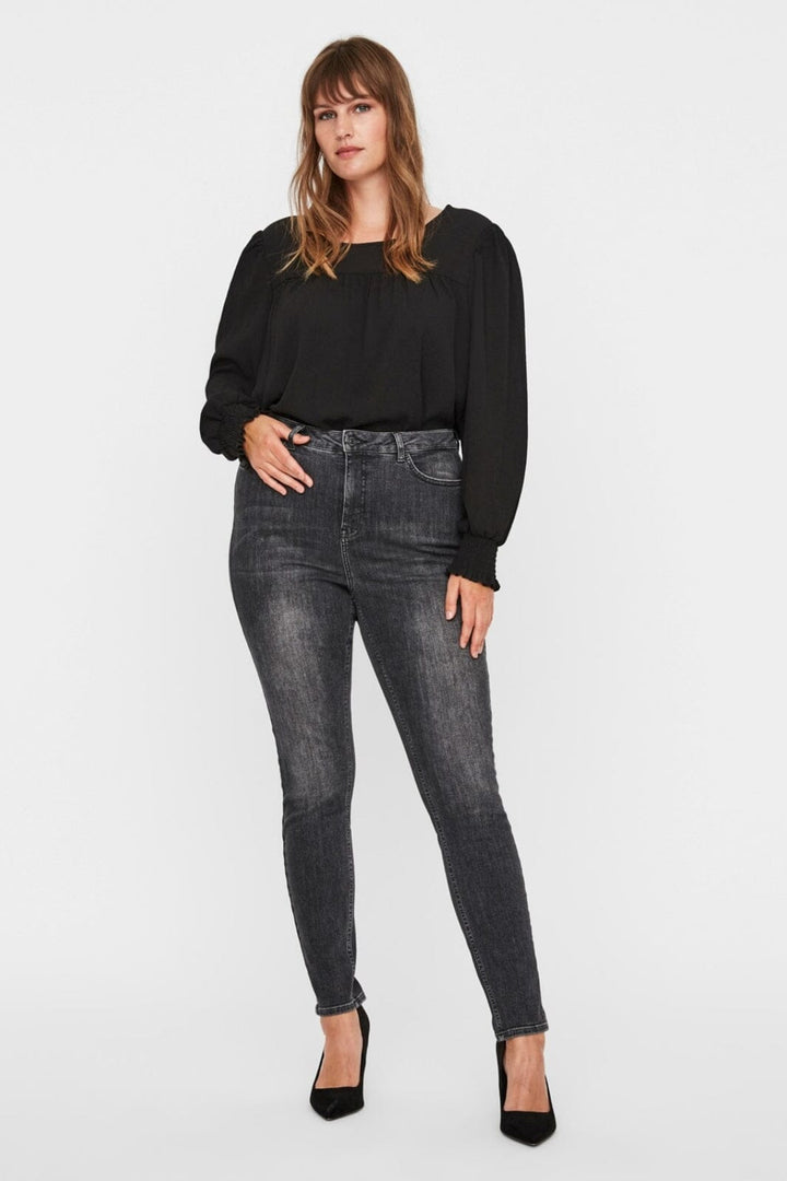 Vero Moda Curve - Vmlora Ss Bl Wash Jeans - 3464816 Black Denim Jeans 