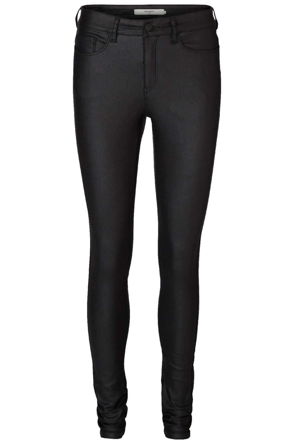 Vero Moda, Vmseven Nw Ss Smooth Coated Pants, Black COATED