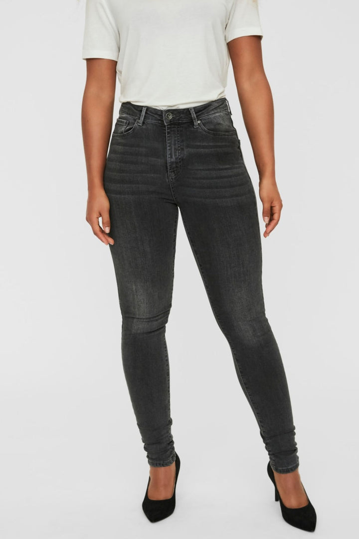 Vero Moda - VmSophia Hr Skinny Jeans Am203 - Dark Grey Denim Bukser 