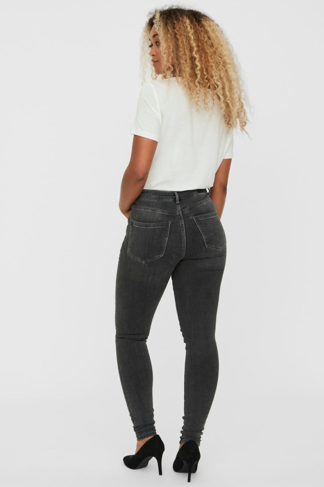 Vero Moda - VmSophia Hr Skinny Jeans Am203 - Dark Grey Denim Bukser 