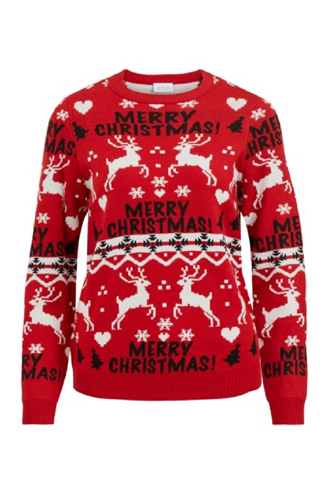 Vila - Vianna Reindeer Christmas Knit Top - Mars Red Sweatshirt 