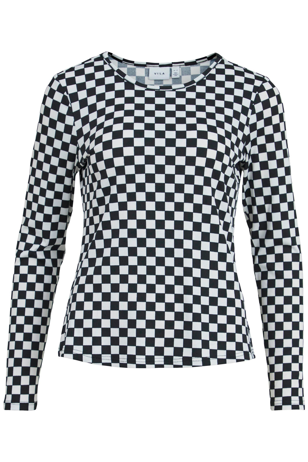 VILA - ViChecks L/S Top - Black/White Bluser 
