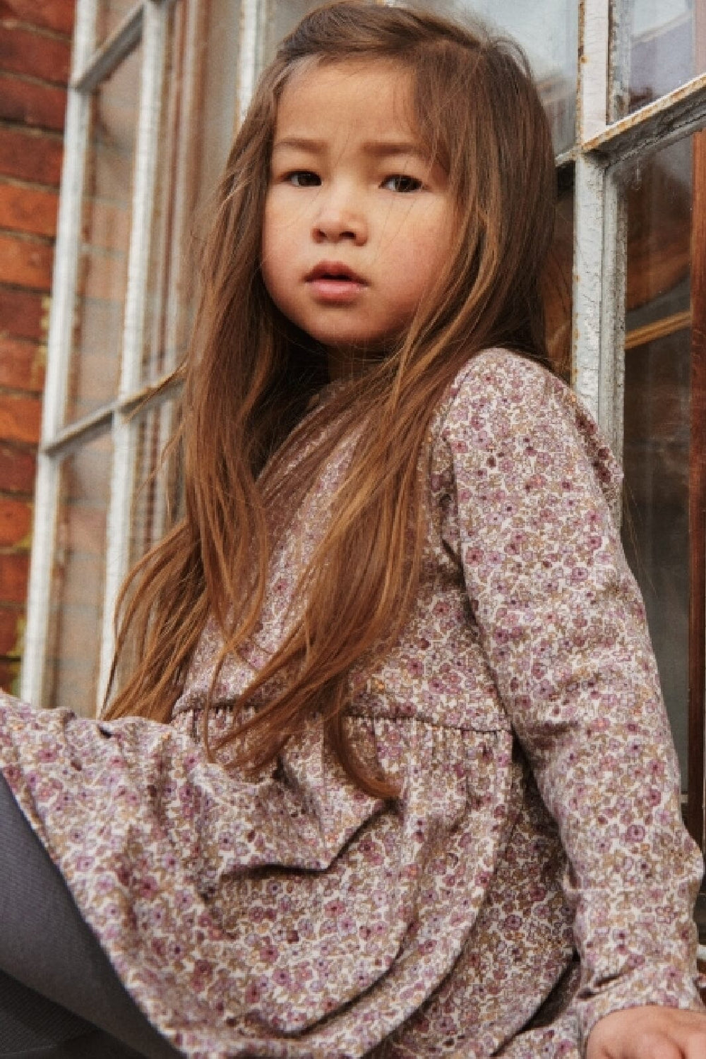 Wheat - Jersey Dress Sessa - 0098 grey rose flowers Kjoler 