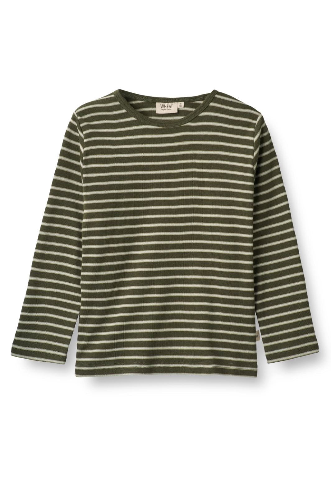 Wheat - T-Shirt Stig - 4076 dark green stripe Bluser 