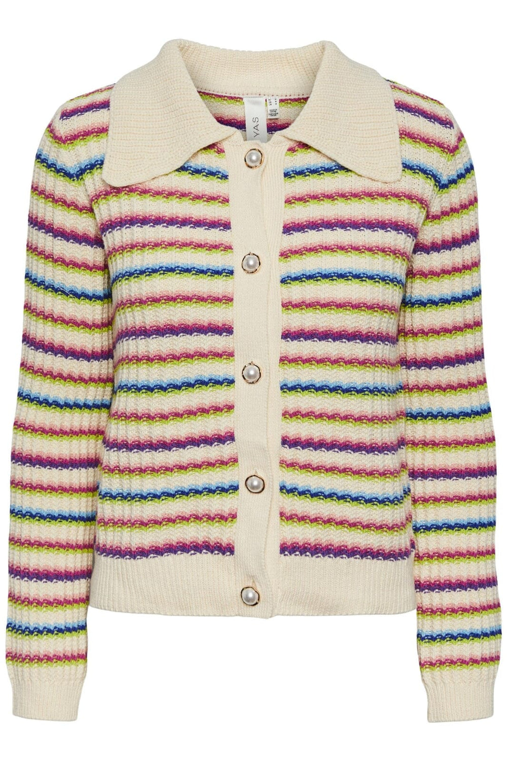 Y.A.S - Yasboogie Ls Knit Cardigan S. - Birch Multi Colour Cardigans 