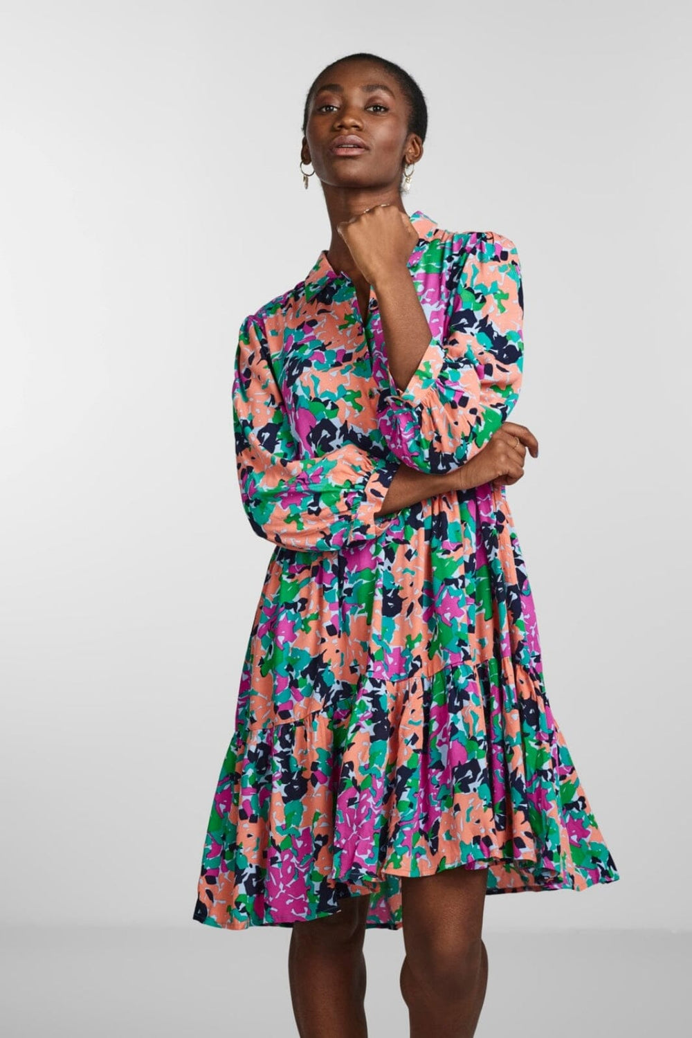 Y.A.S - Yaserika 3/4 Dress S. - Azure Blue Usuma print Kjoler 
