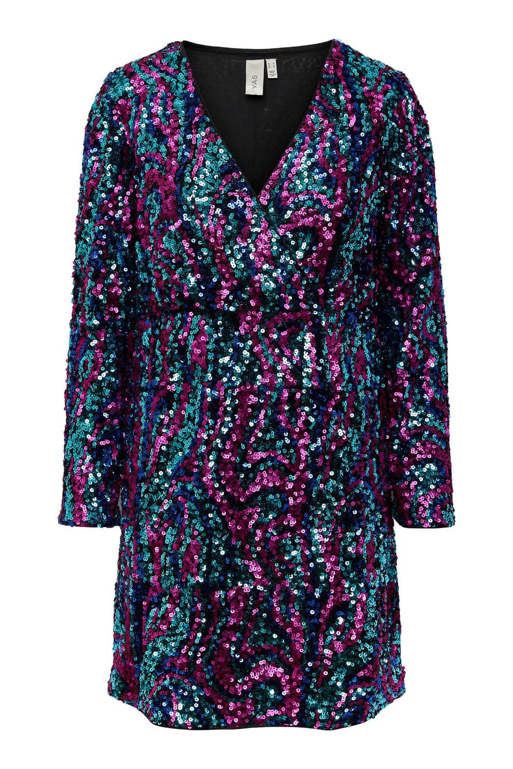 Y.A.S - Yasflua Ls Dress - Black - Pink And Blue Kjoler 