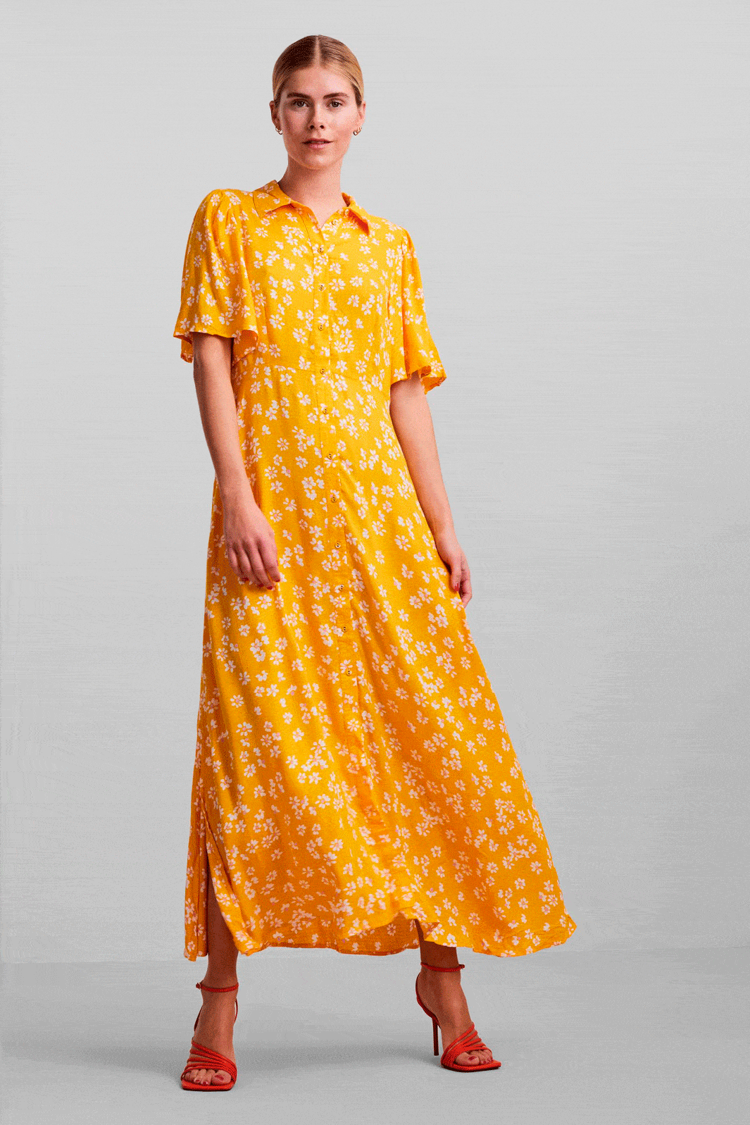 Y.A.S - YasLimo 2/4 Ankle Shirt Dress - Radiant Yellow Kjoler 