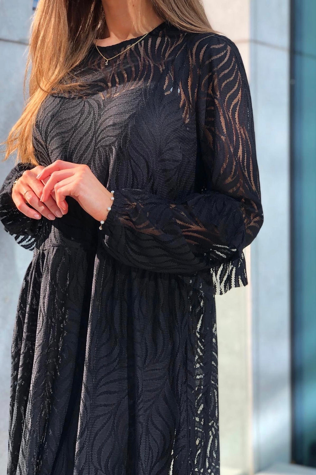 Y.A.S - Yaslucianna Ls Long Lace Dress - Black Kjoler 