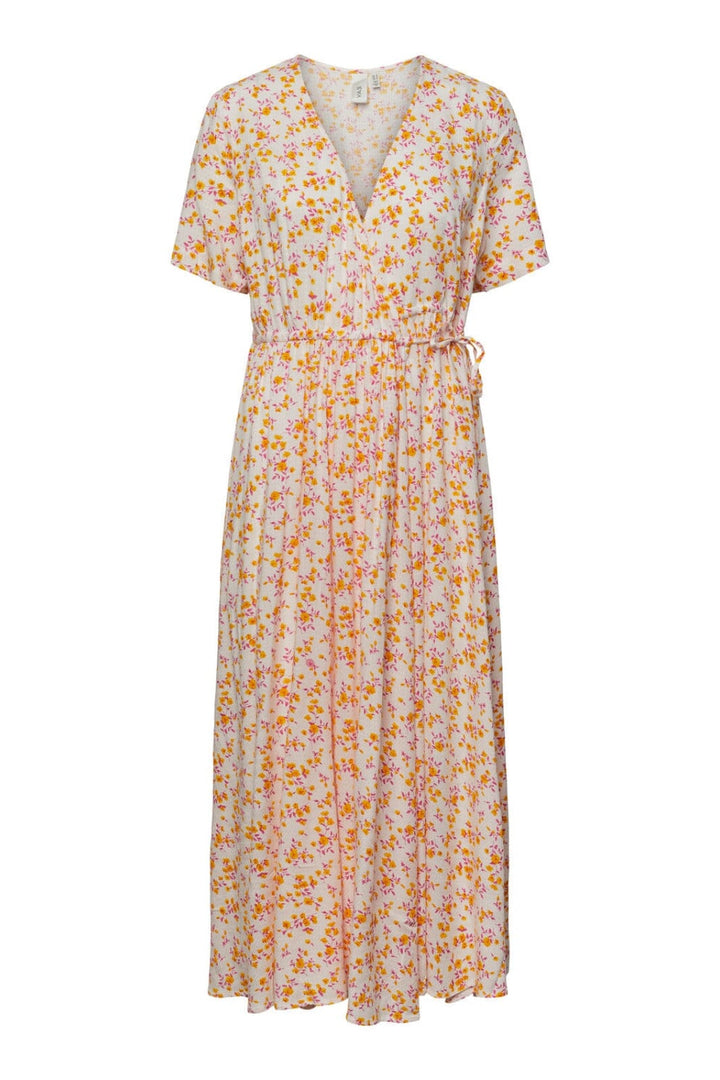 Y.A.S - Yasmicca Ss Long Wrap Dress S. - Star White Micca print Kjoler 