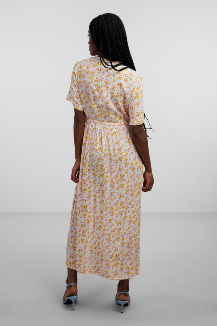 Y.A.S - Yasmicca Ss Long Wrap Dress S. - Star White Micca print Kjoler 
