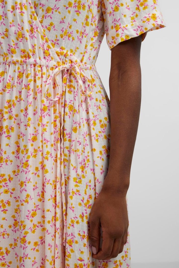 Y.A.S - Yasmicca Ss Long Wrap Dress S. - Star White Micca print Kjoler 