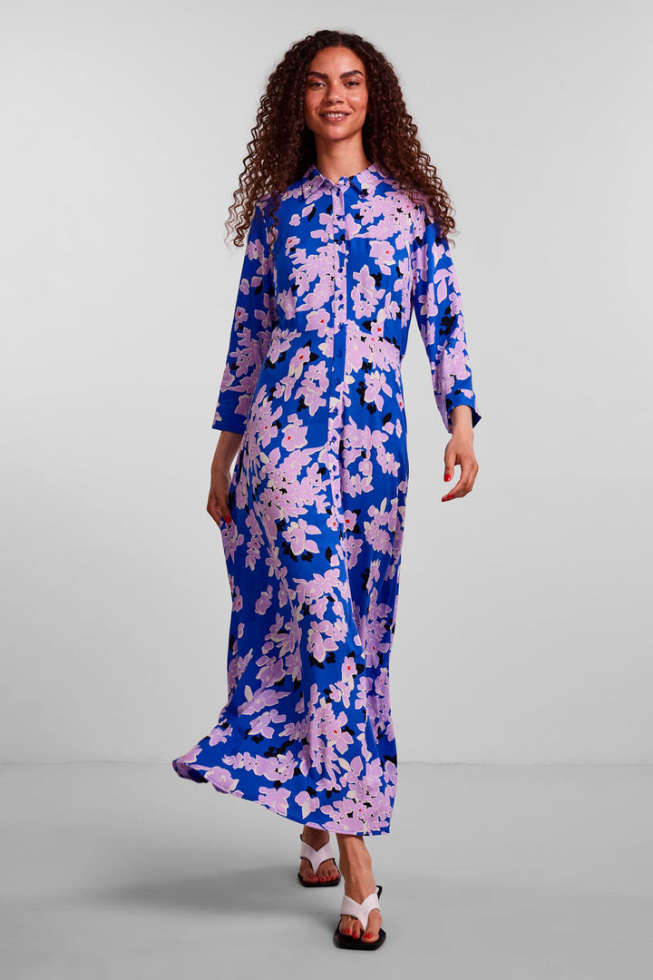 Y.A.S - Yassavanna Long Shirt Dress S. - Dazzling Blue - Dala Print Kjoler 