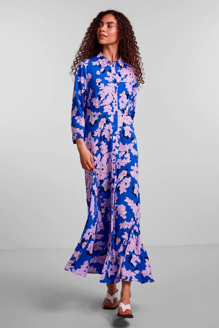 Y.A.S - Yassavanna Long Shirt Dress S. - Dazzling Blue - Dala Print Kjoler 