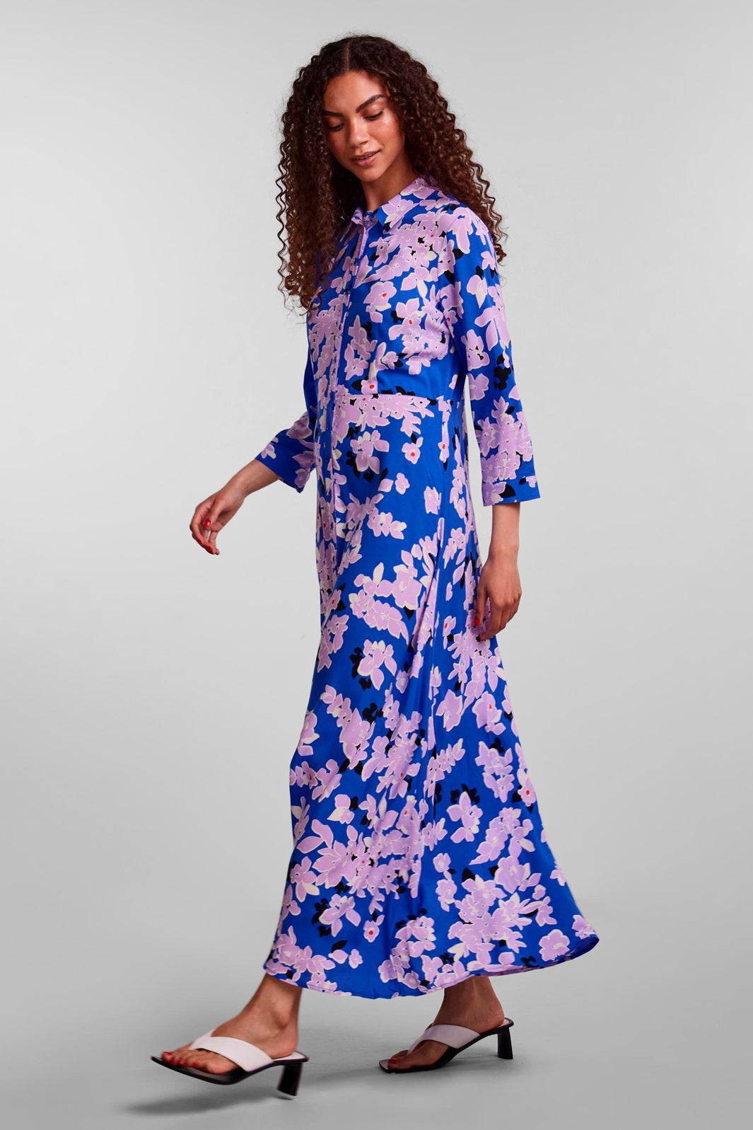 Y.A.S - Yassavanna Long Shirt Dress S. - Dazzling Blue - Dala Print Kjoler 
