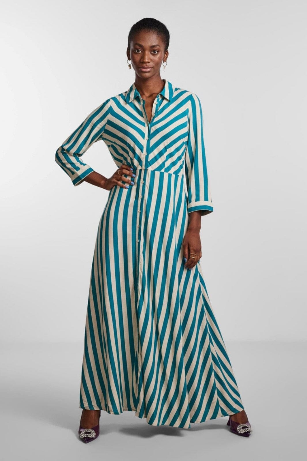 Y.A.S - Yassavanna Long Shirt Dress S. - Deep Lake CEMENT Kjoler 